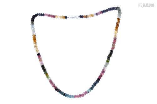 A TOURMALINE BEAD NECKLACE