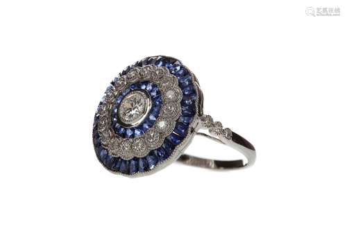 A SAPPHIRE AND DIAMOND RING