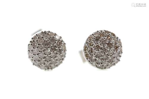 A PAIR OF DIAMOND CLUSTER EARRINGS