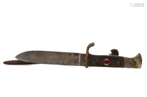 A GERMAN HITLER YOUTH KNIFE, ALONG WITH A BUTTERFLY KNIFE