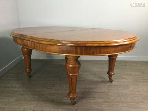 A VICTORIAN MAHOGANY OVAL EXTENDING DINING TABLE