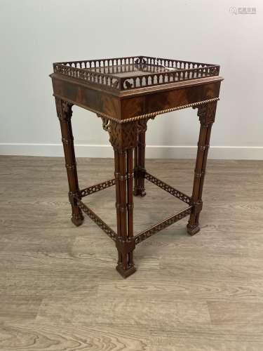 A CHIPPENDALE STYLE MAHOGANY SILVER TABLE