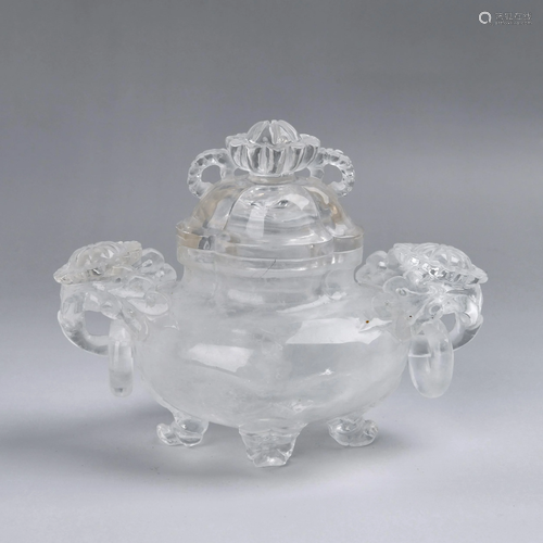 A CARVED CRYSTAL CENSER AND COVER