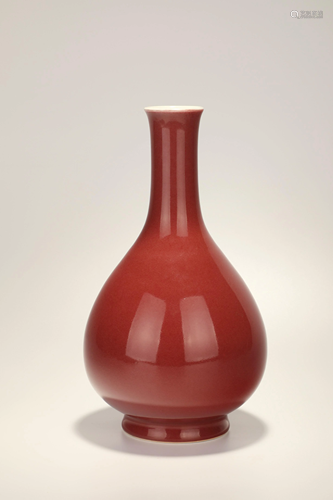 A COPPER-RED VASE.MARK OF QIANLONG