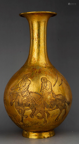 A GILT-BRONZE VASE