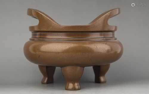 A BRONZE CENSER .MARK OF CHONGZHEN