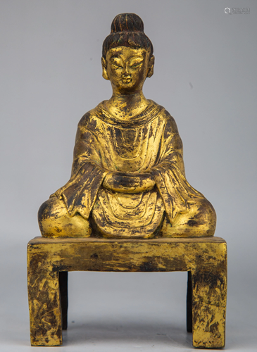 A GILT-BRONZE FIGURE BUDDHA