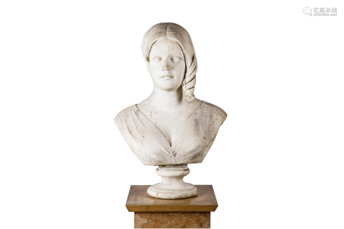 GRAND TOUR MARBLE BUST SIGNED W. VON HOYER