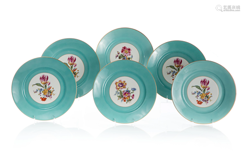 SIX RICHARD GINORI FLORAL LUNCHEON PLATES