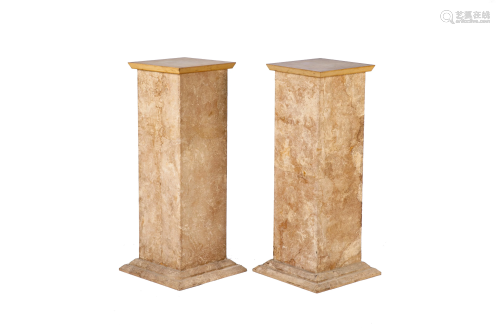 PAIR OF FAUX MARBLE PEDESTALS