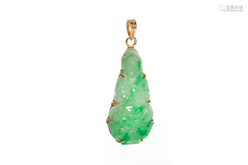 CARVED JADEITE GUANYIN PENDANT, 8g