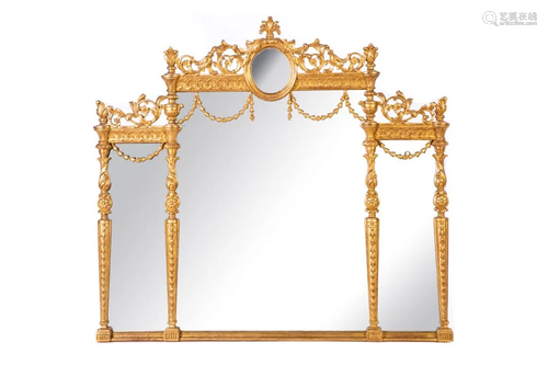 THREE PANEL GILT FRAME MIRROR