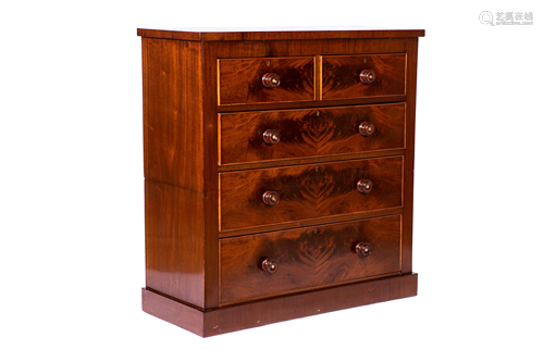 19TH C MAHOGANY CHEST OF DRAWERS