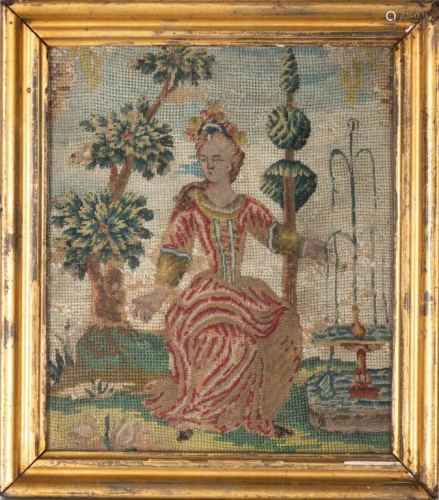 VICTORIAN NEEDLEPOINT OF A LADY