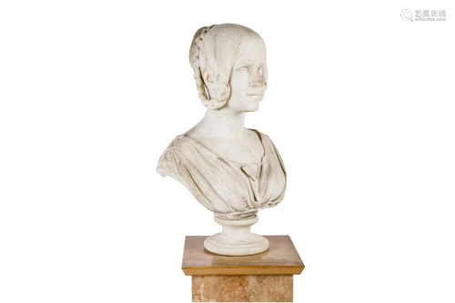 GRAND TOUR MARBLE BUST SIGNED W. VON HOYER