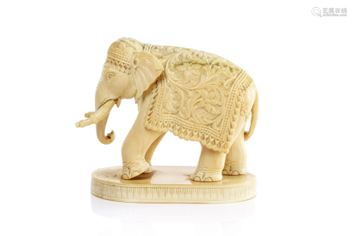 NATURAL CARVED INDIAN ELEPHANT FIGURE