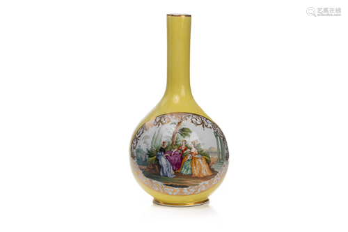 LARGE GOURD FORM DRESDEN PORCELAIN VASE