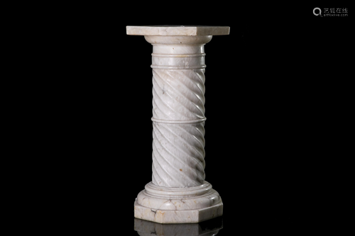 ANTIQUE CARVED ALABASTER PEDESTAL