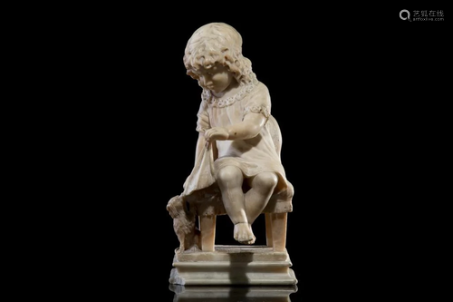 ITALIAN CARVED ALABASTER SCULPTURE OF A GIRL