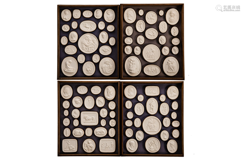 CASED SET OF ITALIAN PLASTER INTAGLIO MEDALLIONS