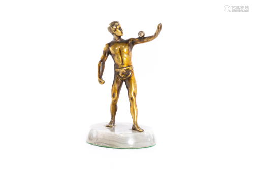 PATINATED BRONZE STATUETTE OF AN ATHLETE