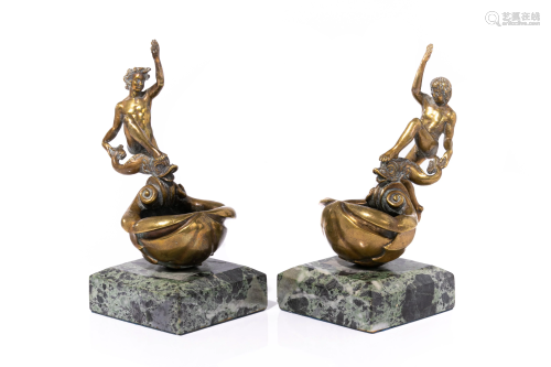 PAIR OF GILDED BRONZE FOUNTAIN FIGURES