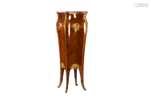 FRENCH TALL MARBLE TOP PEDESTAL