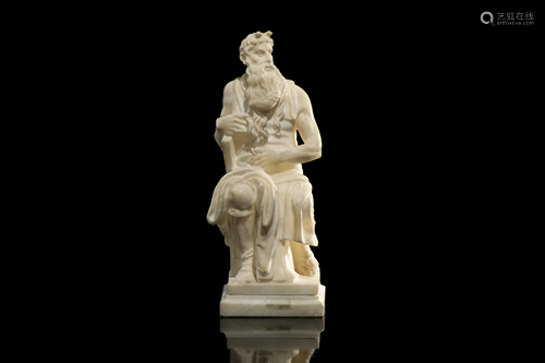 ALABASTER FIGURE OF MOSES AFTER MICHELANGELO