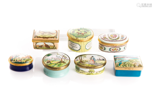 COLLECTION OF SEVEN HALCYON DAYS ENAMEL BOXES
