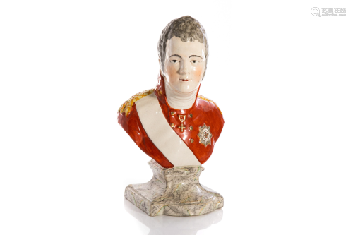 19TH C STAFFORDSHIRE POTTERY BUST TSAR ALEXANDER