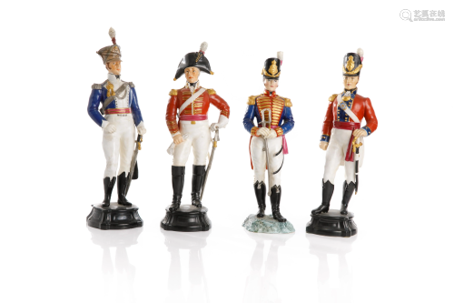 FOUR ROYAL WORCESTER PORCELAIN OFFICER FIGURES