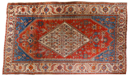 ANTIQUE PERSIAN CAMEL HAIR BAKSHAISH HERIZ CARPET