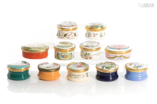 COLLECTION OF ELEVEN HALCYON DAYS ENAMEL BOXES