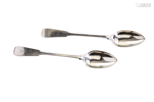 PAIR OF WILLIAM IV SCOTTISH SILVER STUFFING SPOONS