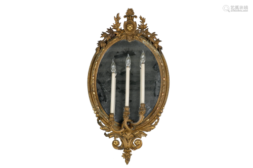 19TH C CARVED GILTWOOD MIRROR