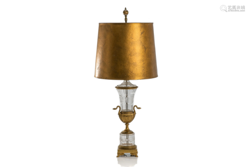 NEOCLASSICAL GILT BRONZE & CUT GLASS LAMP