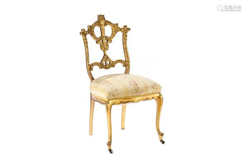 FRENCH CARVED GILTWOOD SIDE CHAIR