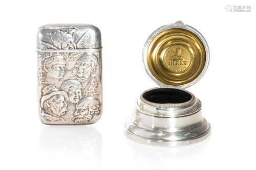 VINTAGE SILVER RING BOX & SILVER CASE