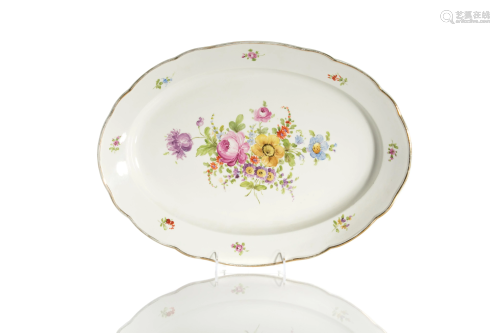 MEISSEN HAND PAINTED FLORAL PORCELAIN PLATTER