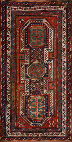 ANTIQUE KAZAK CAUCASIAN SEVAN DESIGN RUG