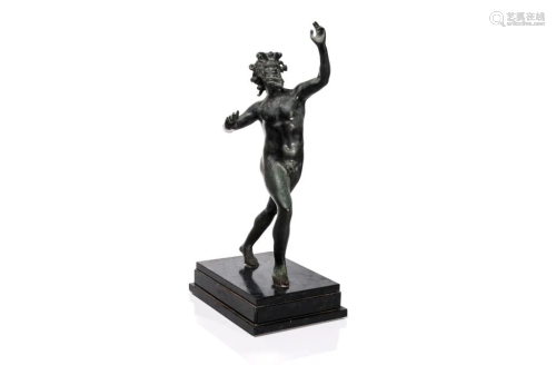 ANTIQUE BRONZE OF THE DANCING FAUN OF POMPEII