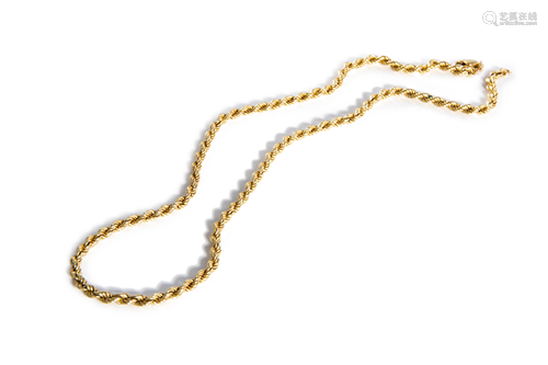 ITALIAN GOLD TWISTED ROPE NECKLACE, 8g