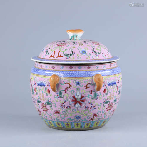 粉彩花卉纹罐