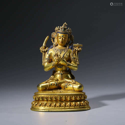 A Gilt-bronze Statue of Manjushri