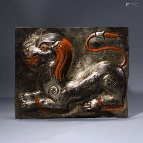 A Bronze Colored Lion Plate