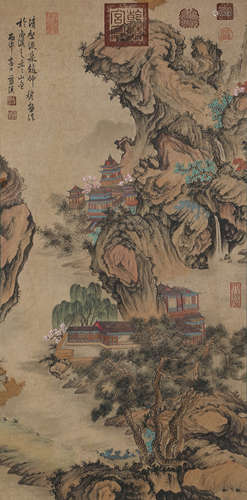 A Chinese Landscape Painting Scroll, Lan Ying Mark