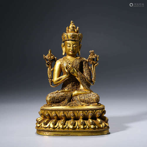 A Gilt-bronze Statue of Guanyin