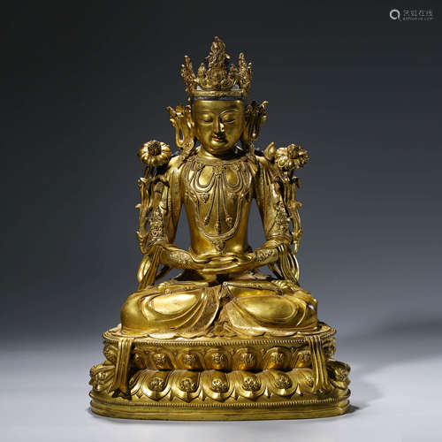 A Gilt-bronze Statue of Guanyin