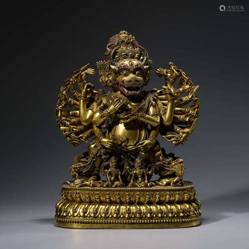 A Gilt-bronze Buddha Statue of Yamantaka