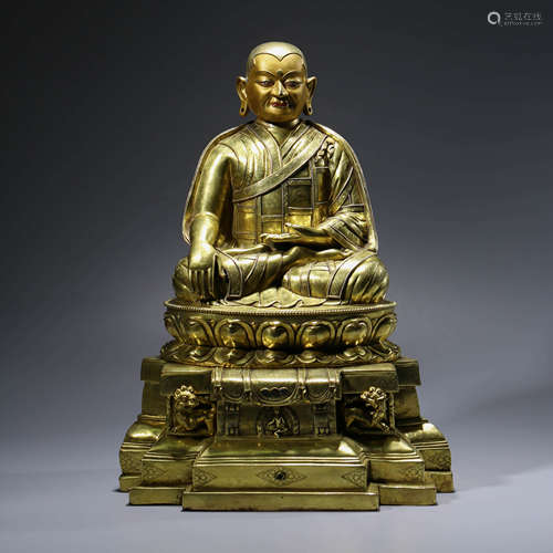 A Gilt-bronze Statue of Guru Buddha